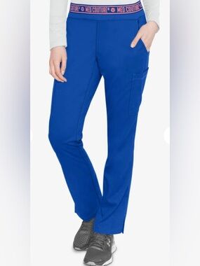 MED COUTURE LP Royal Blue Touch Women's STRETCH Cargo Yoga Scrub Pants